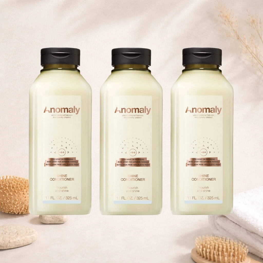 Anomaly Shine Deep Conditioner Detangler with Jojoba Oil & Murumuru Butter for Dry Hair | Anti Frizz Control | Sulfate Free & Paraben Free | Eco Friendly Sustainable Ocean Plastic Packaging, 11 fl oz. (Pack of 3)
